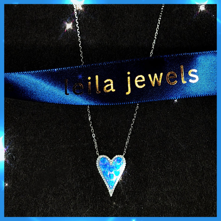 Opal Heart Necklace - Leila Jewels