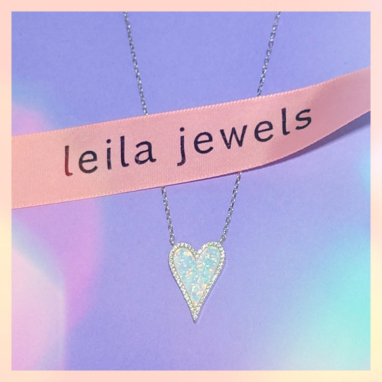 Opal Heart Necklace - Leila Jewels