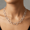 Brushed Sterling Silver Irregular Link Necklace - Leila Jewels