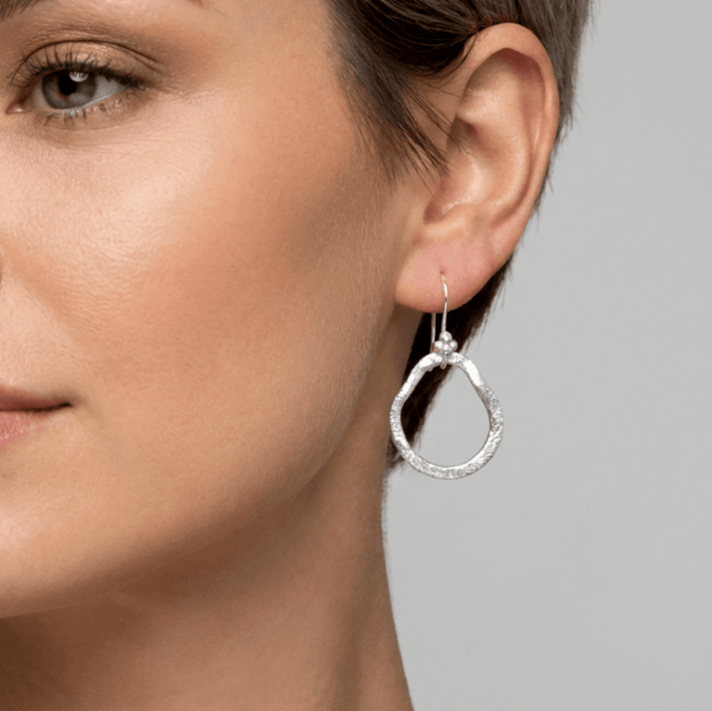 Brushed Sterling Silver Irregular Drop Earrings - Leila Jewels
