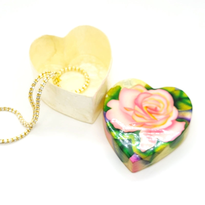 Rose Heart Capiz Shell Painted Trinket Box - Leila Jewels