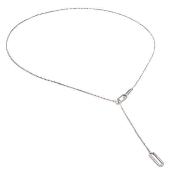 silver paperclip lariat leila jewels