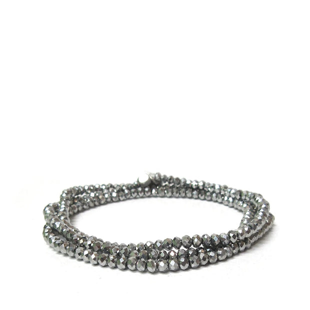mini bead stretch bracelet silver