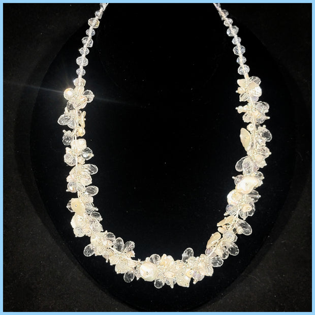 Keshi Pearl Crystal Necklace