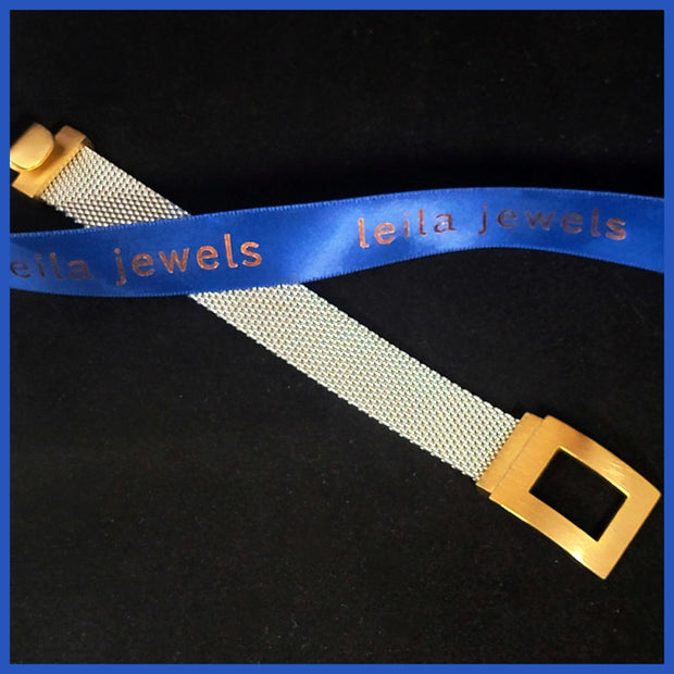 mesh brass buckle bracelet leila jewels