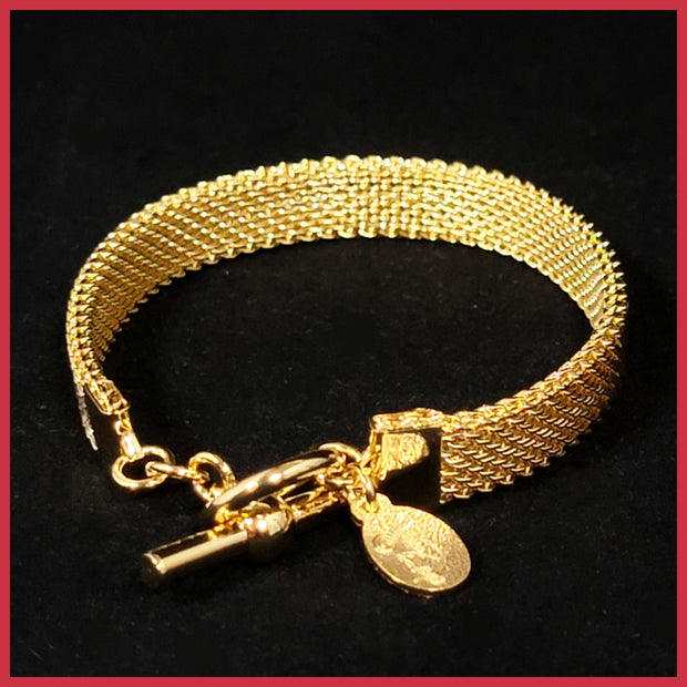 mesh gold toggle bracelet leila jewels