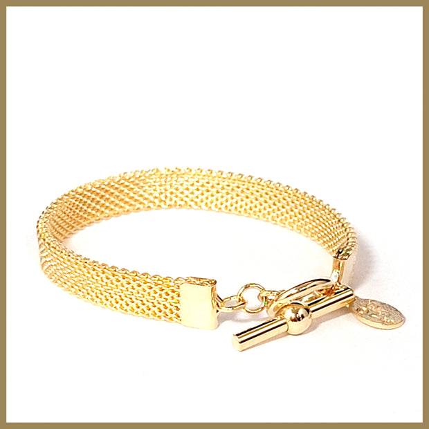 slim mesh bracelet gold leila jewels