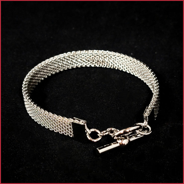 silver mesh toggle bracelet leila jewels
