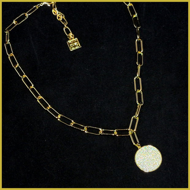Pavé Pendant Paperclip Collar Necklace