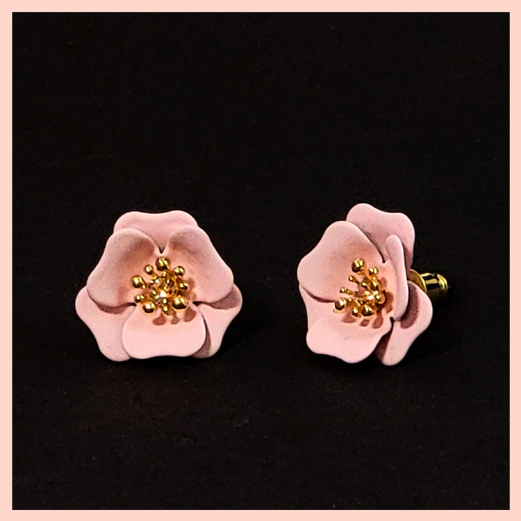 pink flower stud earrings leila jewels