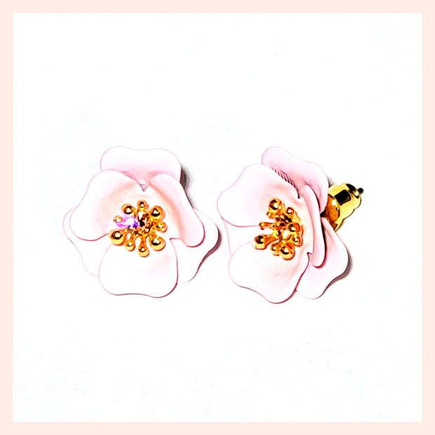 pink flower earrings leila jewels