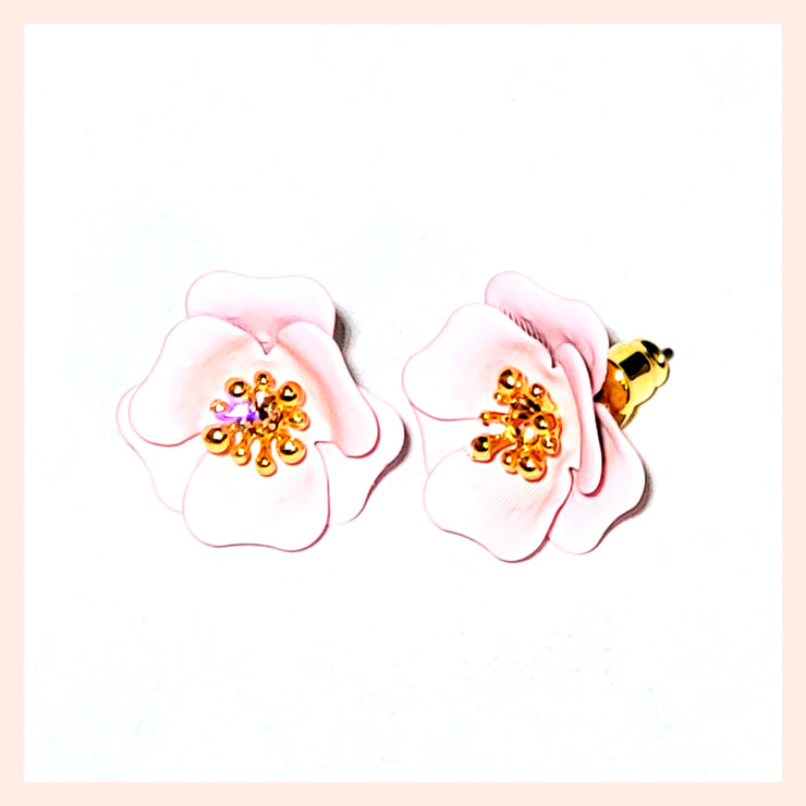 pink flower earrings leila jewels