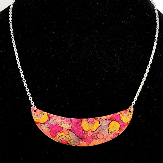 alcohol ink crescent necklace