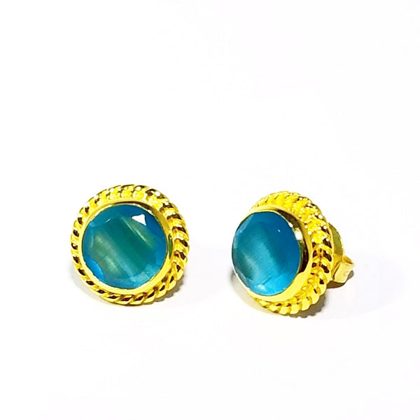 Aqua Blue Stud Earrings - Leila Jewels