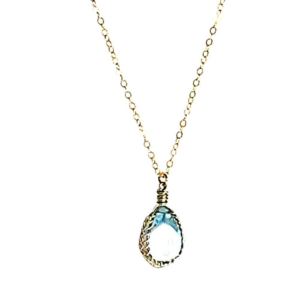blue topaz cabochon necklace