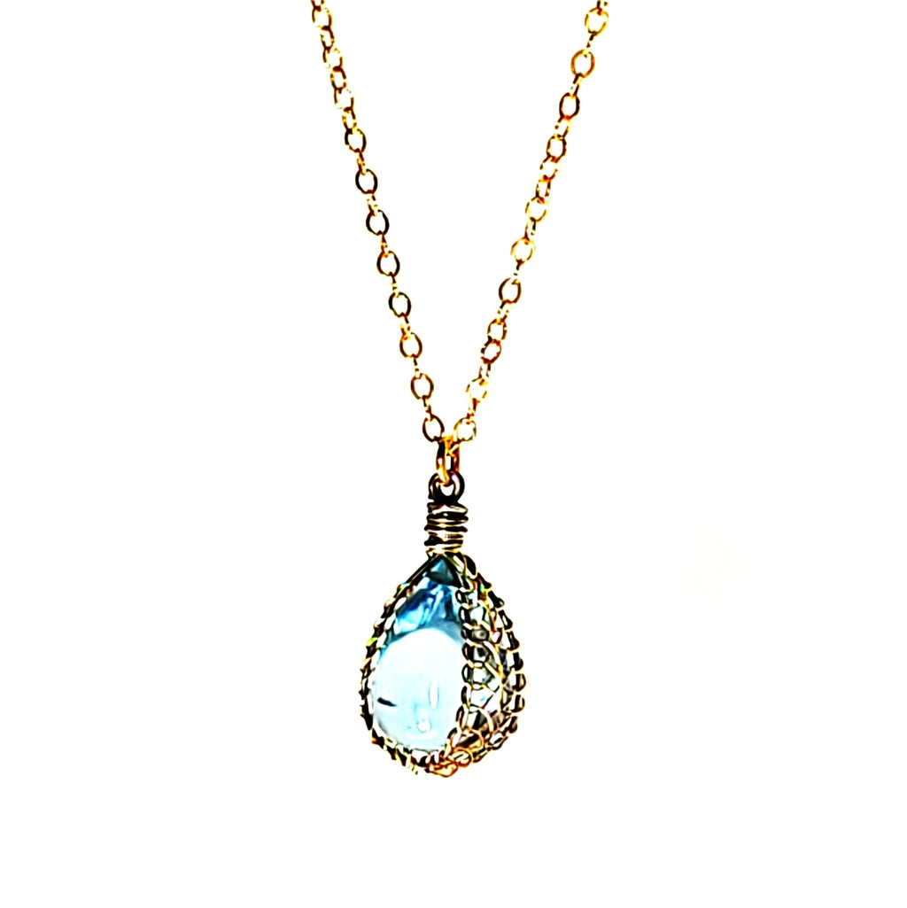 blue topaz cabochon necklace