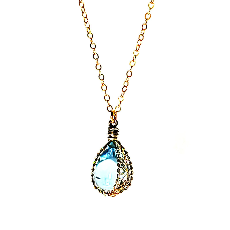 blue topaz cabochon necklace