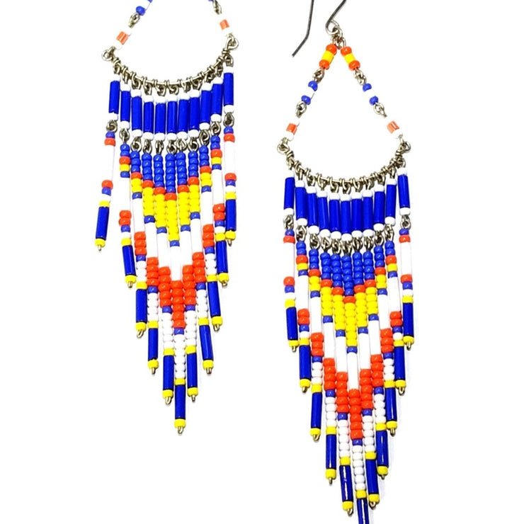 colorful beaded chandelier earrings
