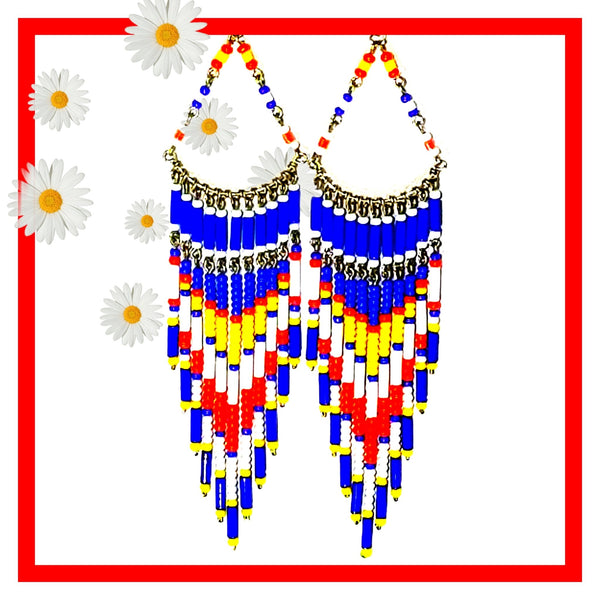 Colorful Beaded Chandelier Earrings - Leila Jewels