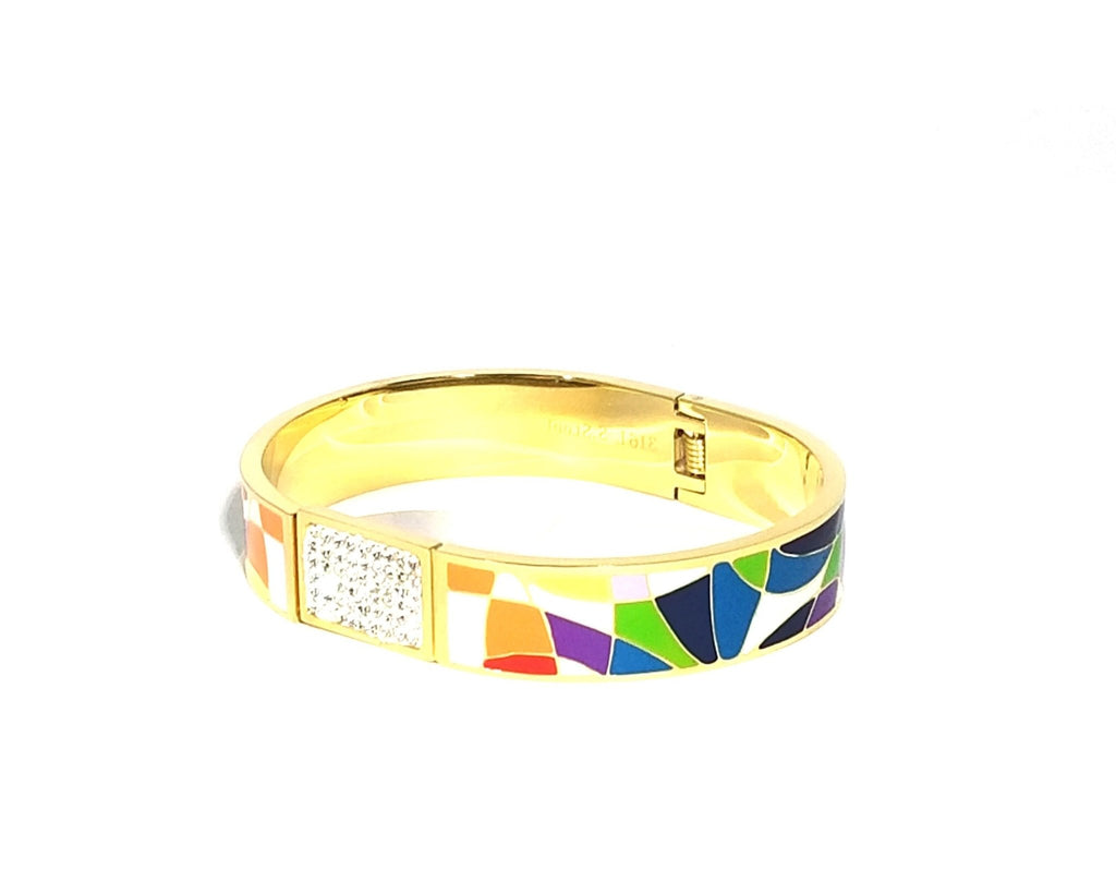 Colorful Enamel and Pavé Bangle - Leila Jewels