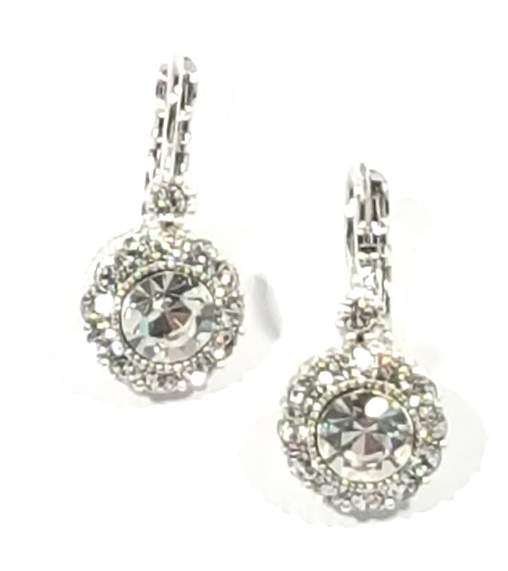 crystal halo earrings silver