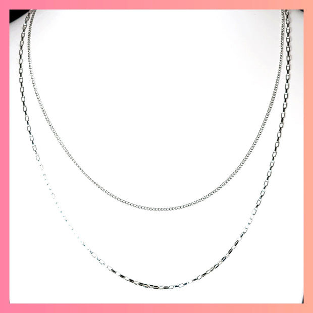 double chain necklace silver