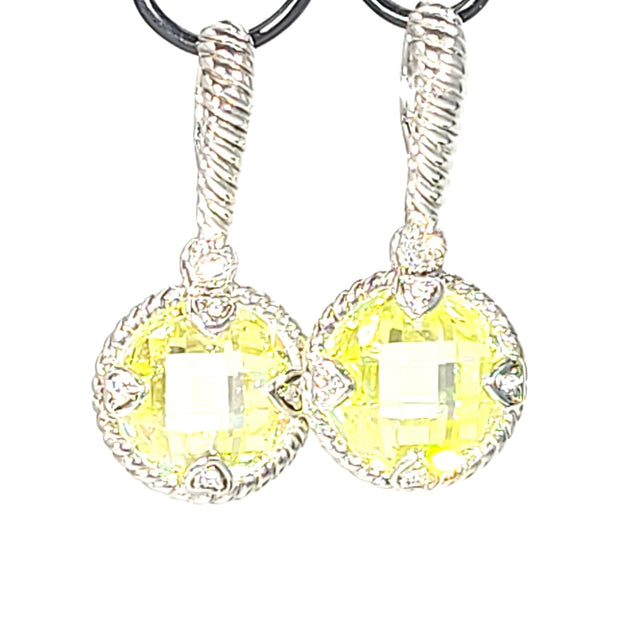 faceted drop zirconia earrings lemon
