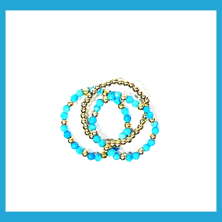 gemstone stretchy ring set turquoise
