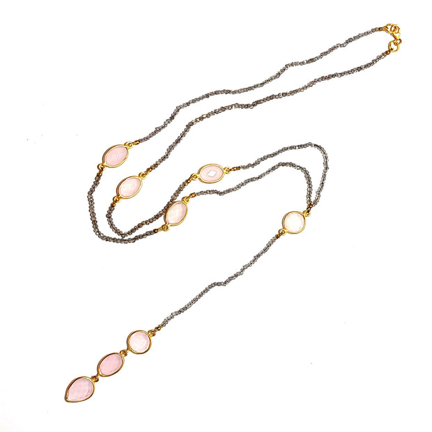 gemstone "y" necklace rose quartz