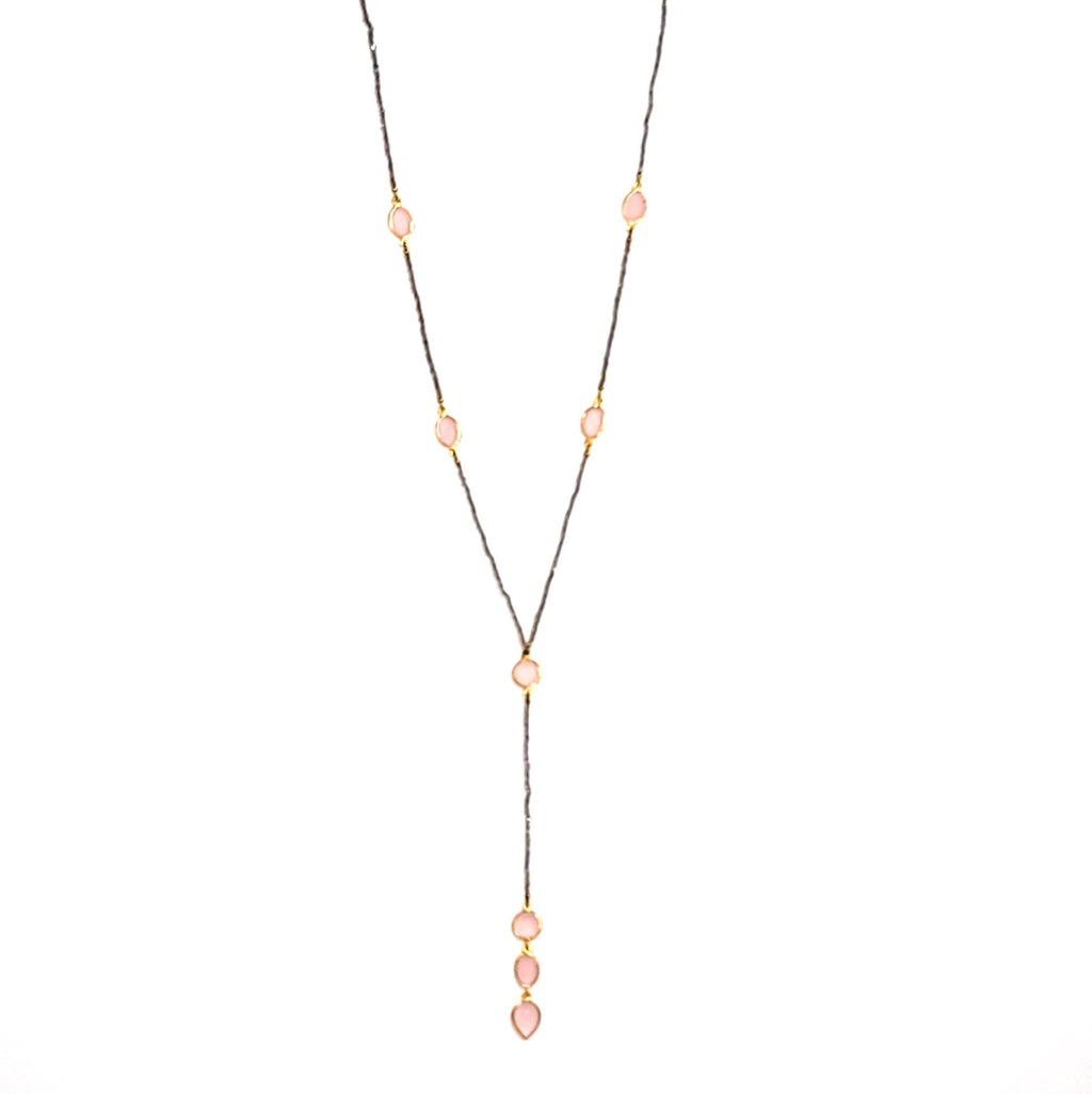 gemstone "y" necklace leila jewels