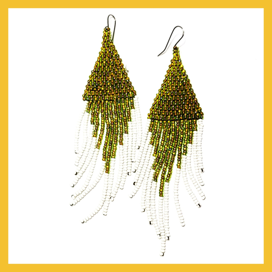 golden bead chandelier earrings