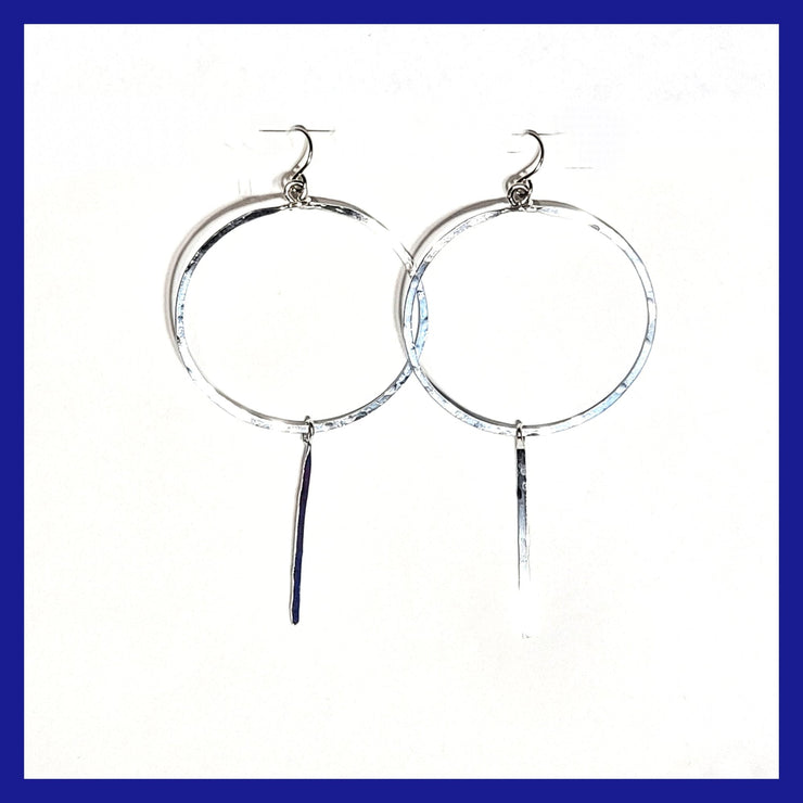 hammered circle earrings silver