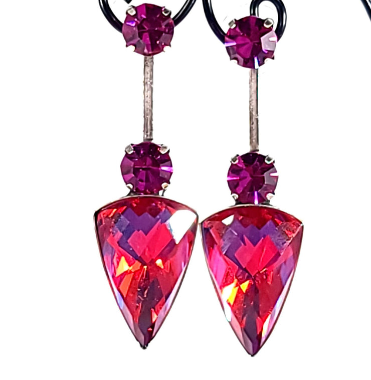 hot pink crystal earrings