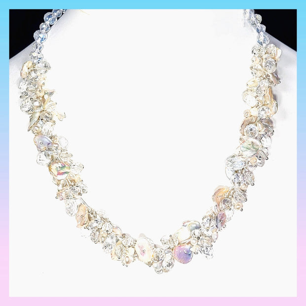 keshi pearl crystal necklace