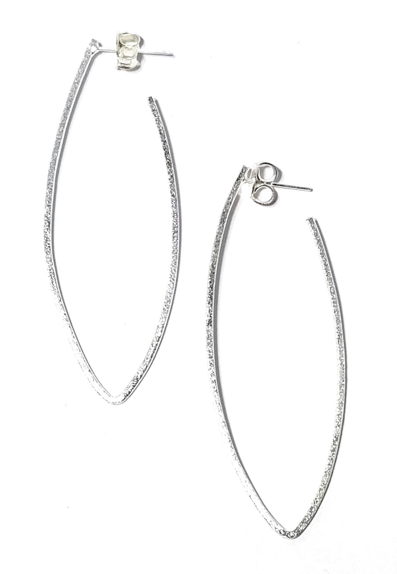 long v hoop earrings silver