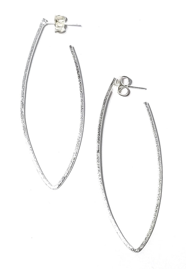 long v hoop earrings silver