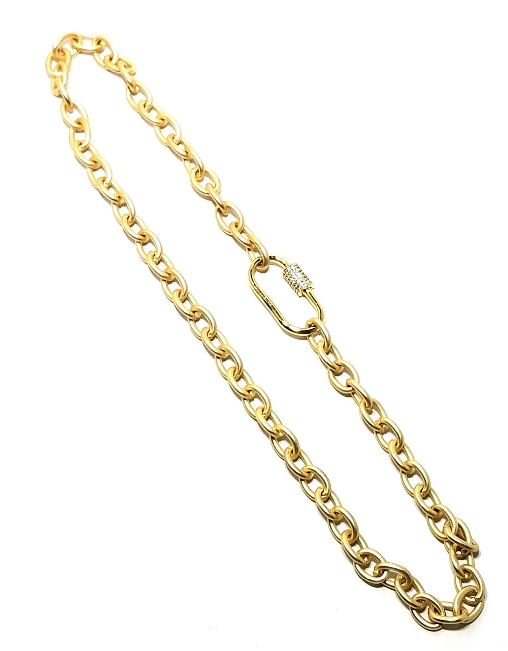 Matte Chain with Pavé Lock - Leila Jewels