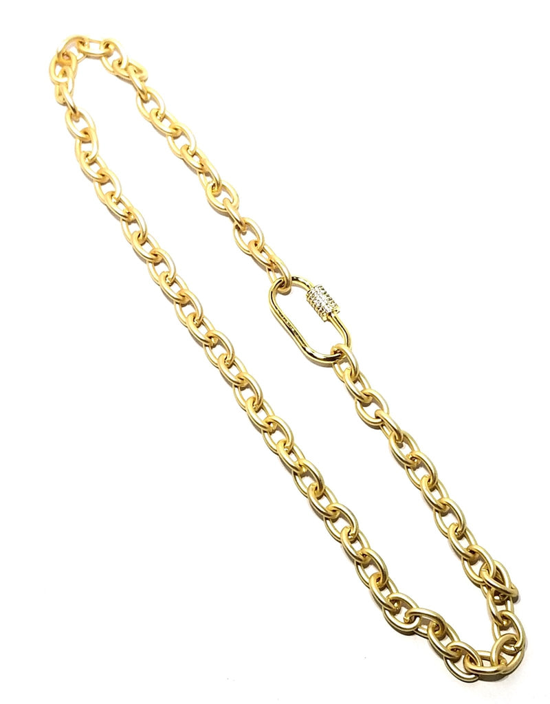 Matte Chain with Pavé Lock - Leila Jewels