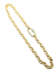 matte chain with pave lock gold / 18"