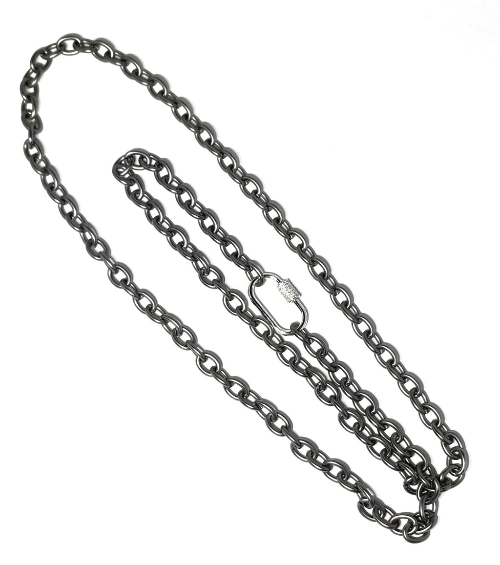 Matte Chain with Pavé Lock - Leila Jewels