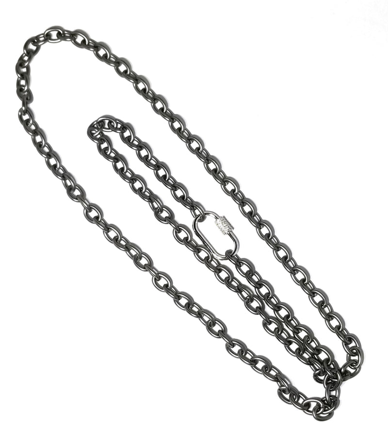 Matte Chain with Pavé Lock - Leila Jewels