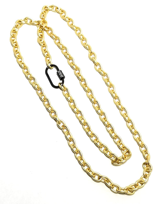 matte chain with pave lock gold / 36"