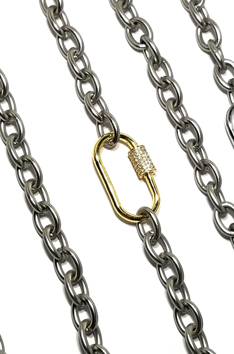 Matte Chain with Pavé Lock - Leila Jewels