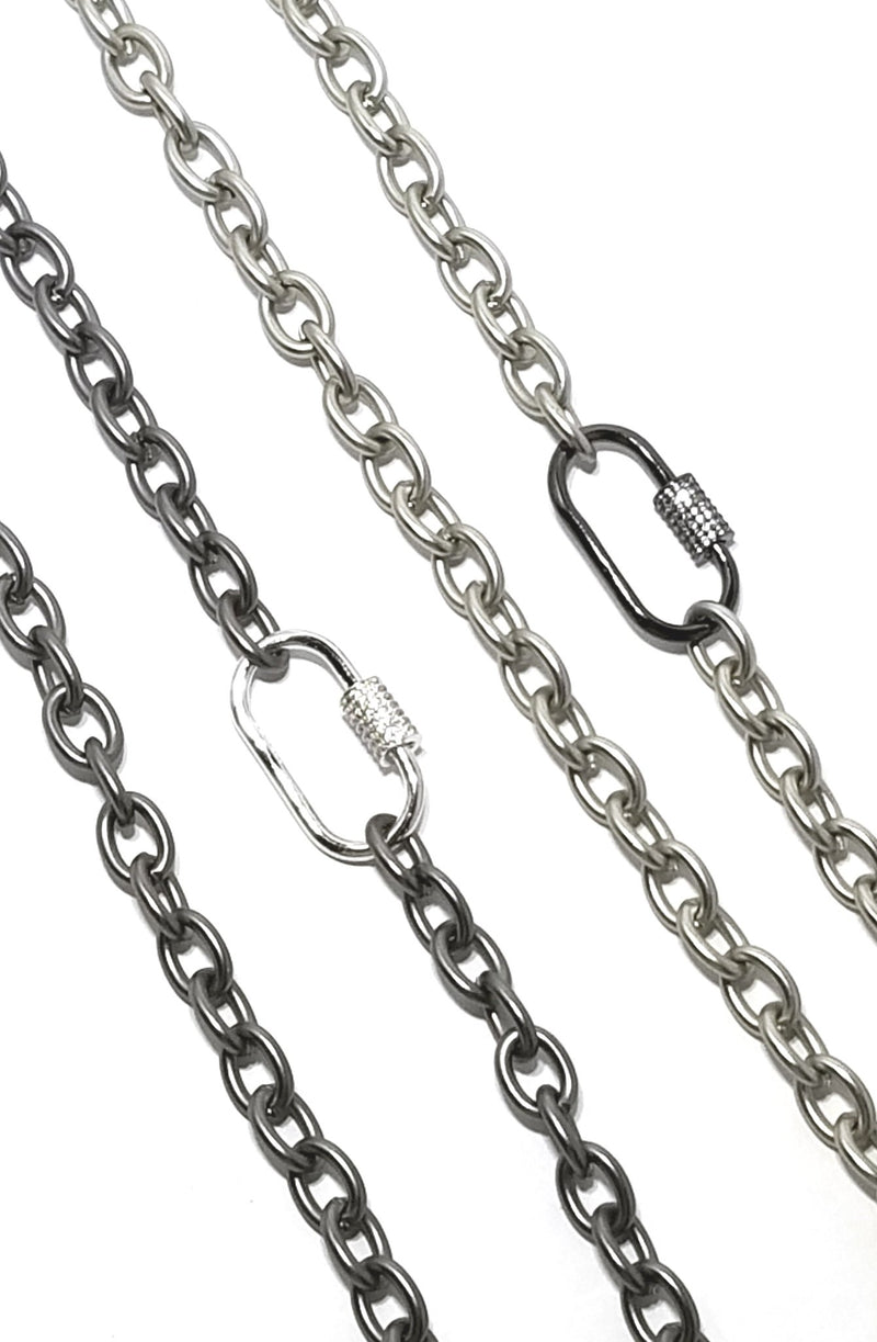 Matte Chain with Pavé Lock - Leila Jewels