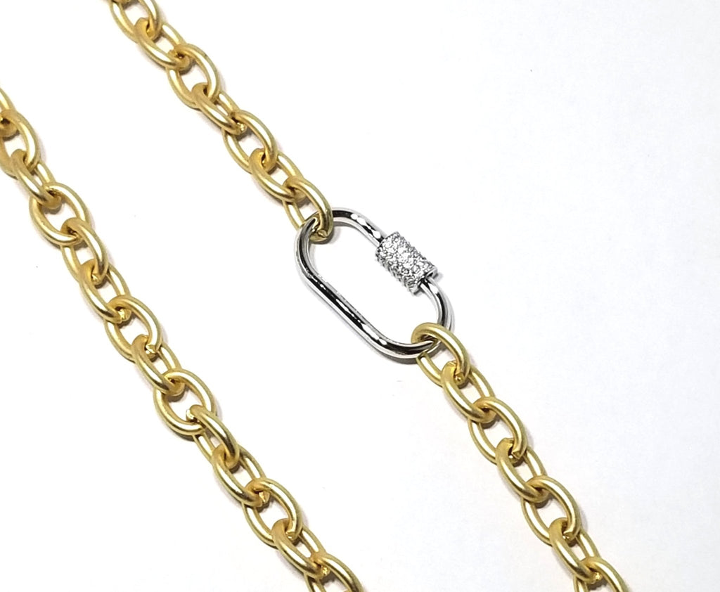 Matte Chain with Pavé Lock - Leila Jewels