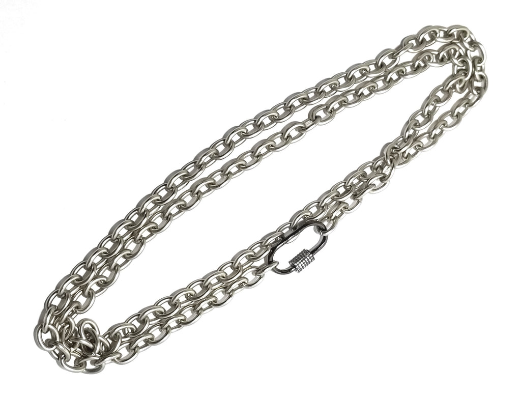Matte Chain with Pavé Lock - Leila Jewels