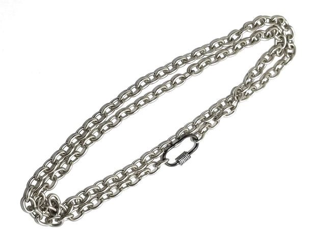 matte chain with pave lock silver / 36"