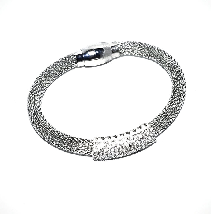 mesh tube bracelet silver