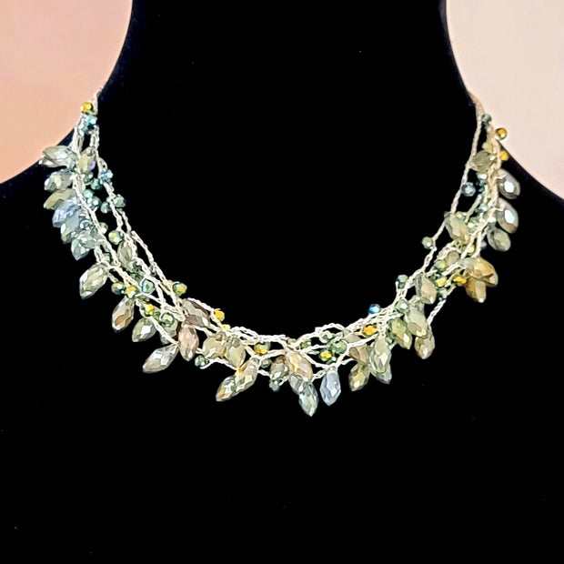multi-strand faceted crystal necklace