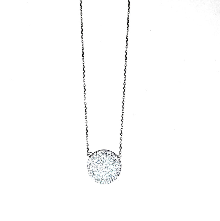 pavee disc necklace silver